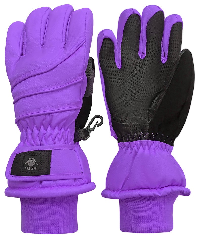 N'Ice Caps Kids Waterproof Winter Thinsulate Warm Gloves (9-10 Years, Neon Purple) - Image 1